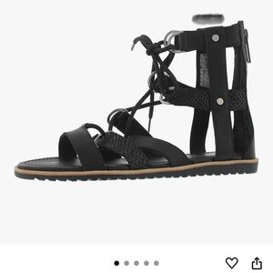 Sorel Ella Gladiator Lace Up Black Sandal Size 7.5 new